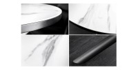 Zoom sur les détails de la table ronde OPHIRA extensible 120-160cm blanche