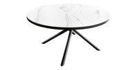 Table ronde OPHIRA extensible 120-160cm blanche sur fond blanc
