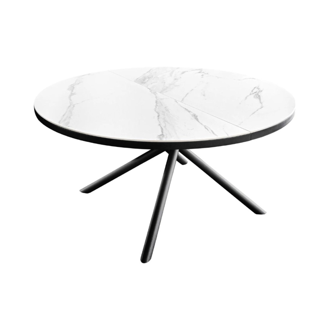 Table ronde OPHIRA extensible 120-160cm blanche sur fond blanc