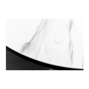 Zoom sur le plateau de la table ronde OPHIRA extensible 120-160cm blanche
