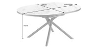 Table ronde OPHIRA extensible 120-160cm blanche dimensions