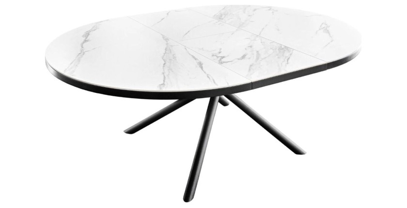 Table ronde OPHIRA extensible 120-160cm blanche avec extension