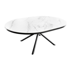 Table ronde OPHIRA extensible 120-160cm blanche avec extension