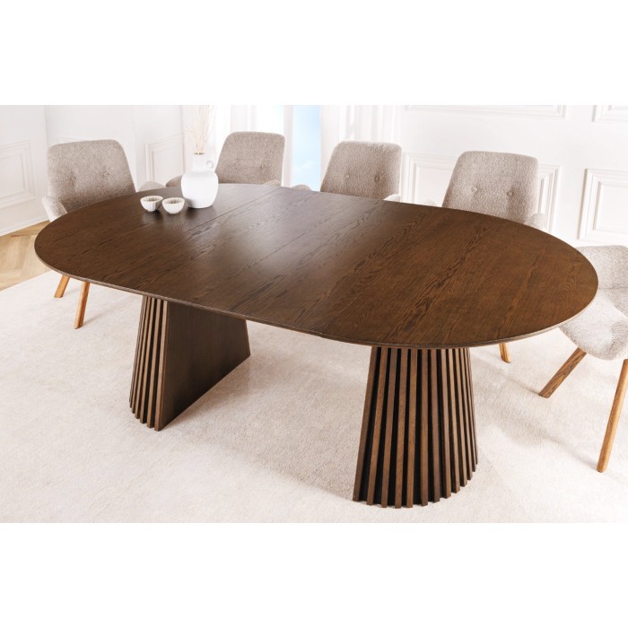 Table extensible KANOVA 120-160-200cm en bois foncé vue avec toutes les exensions