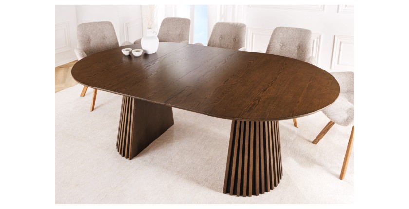 Table extensible KANOVA 120-160-200cm en bois foncé vue avec toutes les exensions