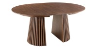 Table extensible KANOVA 120-160-200cm en bois foncé vue avec une seule extension sur fond blanc