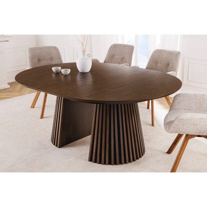 Table extensible KANOVA 120-160-200cm en bois foncé vue avec une seule extension