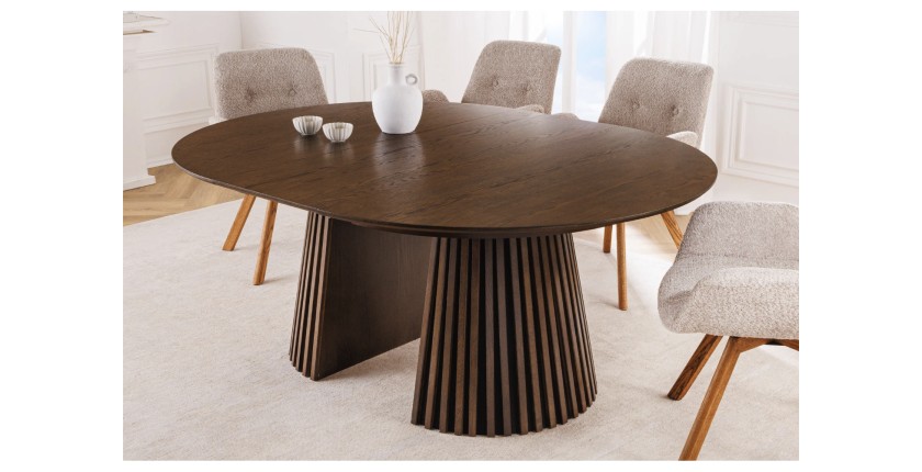 Table extensible KANOVA 120-160-200cm en bois foncé vue avec une seule extension
