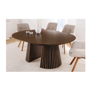 Table extensible KANOVA 120-160-200cm en bois foncé vue avec une seule extension