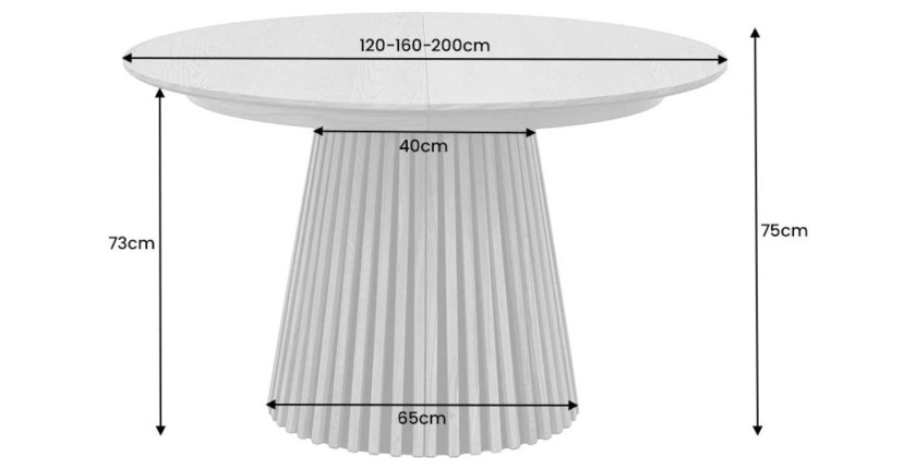 Table extensible KANOVA 120-160-200cm en bois foncé dimensions