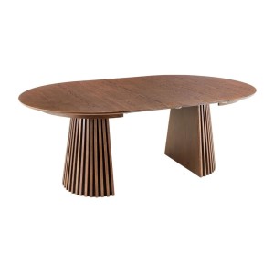 Table extensible KANOVA 120-160-200cm en bois foncé vue avec toutes les extensions sur fond blanc