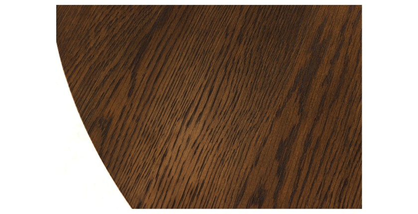 Zoom sur la matière du plateau de la table extensible KANOVA 120-160-200cm en bois foncé
