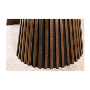 Zoom sur les détails des pieds de la table extensible KANOVA 120-160-200cm en bois foncé