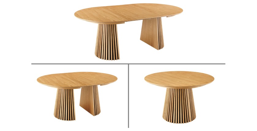 Table extensible 120-160-200cm aspect chêne clair