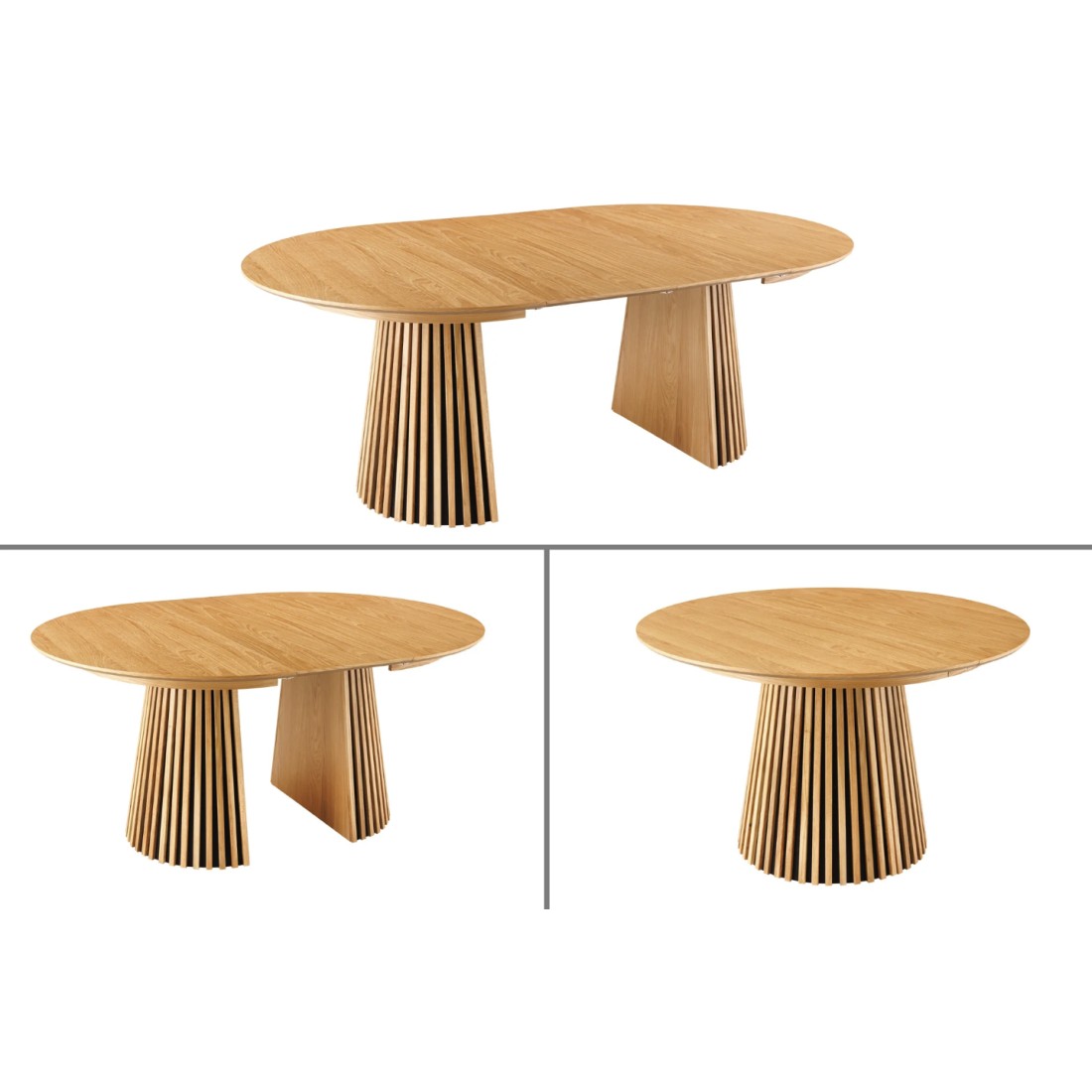 Table extensible 120-160-200cm aspect chêne clair