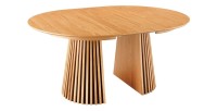 Table extensible 120-160-200cm aspect chêne clair vue avec une extension sur fond blanc
