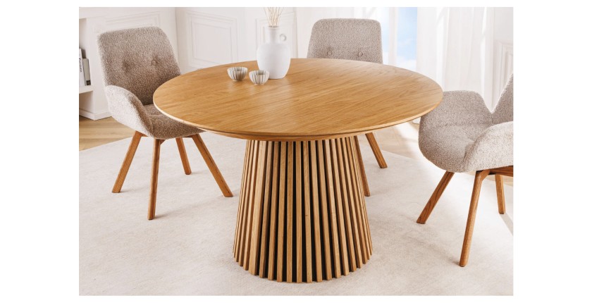 Table extensible 120-160-200cm aspect chêne clair mise en situation