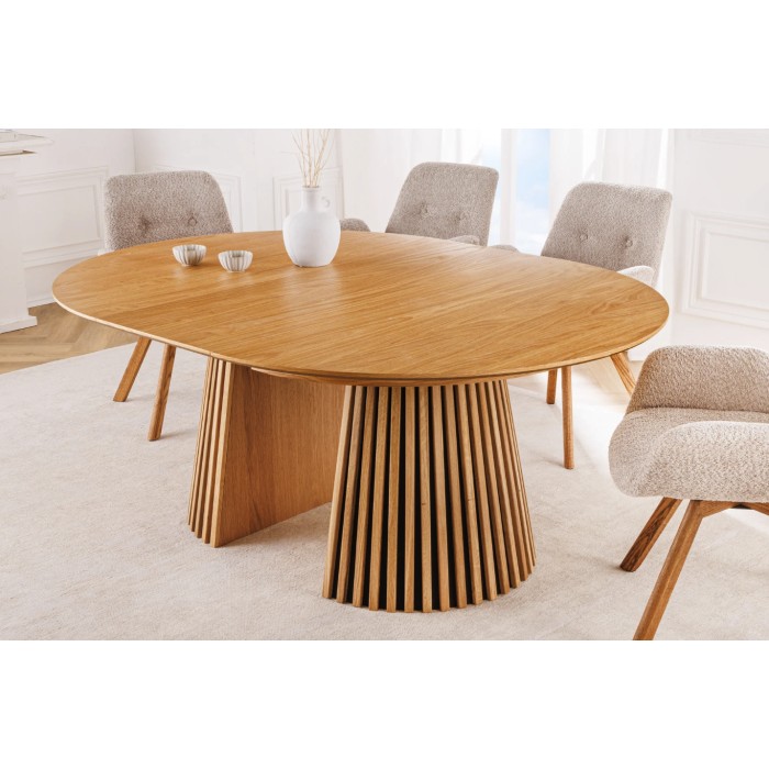 Table extensible 120-160-200cm aspect chêne clair vue avec une extension