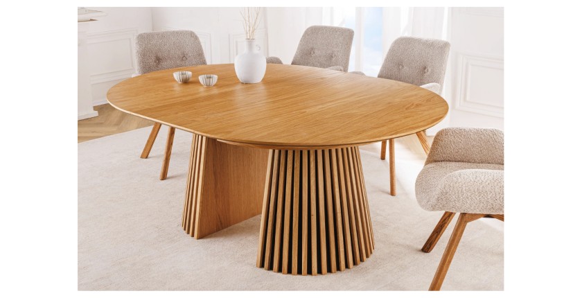 Table extensible 120-160-200cm aspect chêne clair vue avec une extension