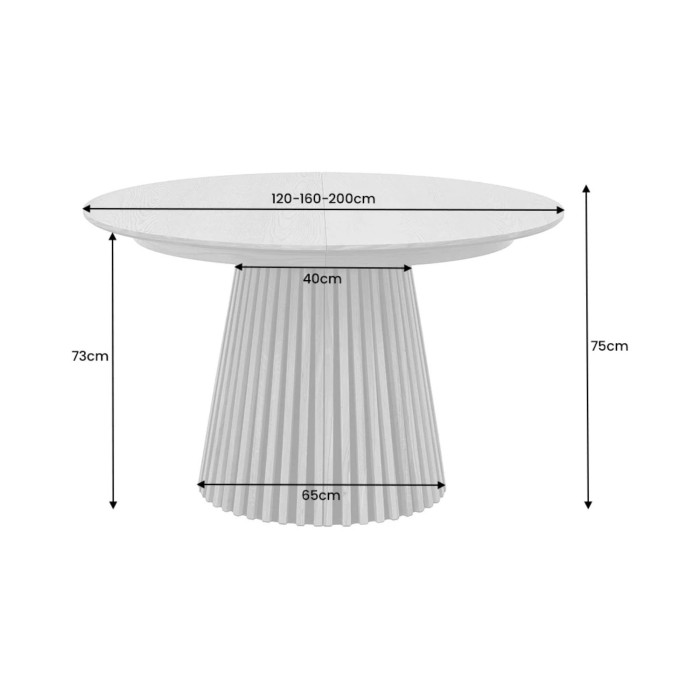 Table extensible 120-160-200cm aspect chêne clair dimensions
