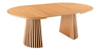Table extensible 120-160-200cm aspect chêne clair vue avec deux extensions sur fond blanc