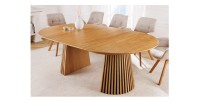 Table extensible 120-160-200cm aspect chêne clair vue avec deux extensions