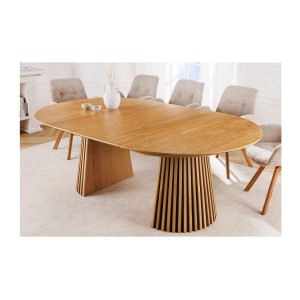 Table extensible 120-160-200cm aspect chêne clair vue avec deux extensions
