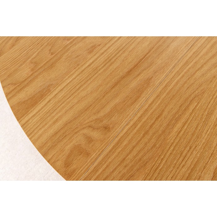 Zoom sur le plateau de la table extensible 120-160-200cm aspect chêne clair