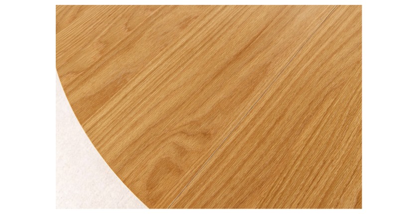 Zoom sur le plateau de la table extensible 120-160-200cm aspect chêne clair