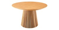 Table extensible 120-160-200cm aspect chêne clair sur fond blanc