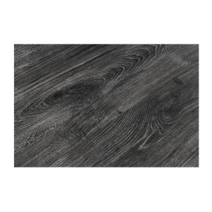 Zoom sur la matière du plateau de la table RIVET 160cm aspect bois gris