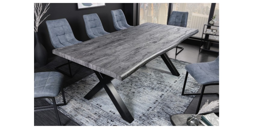 Table RIVET 160cm aspect bois gris mise en situation