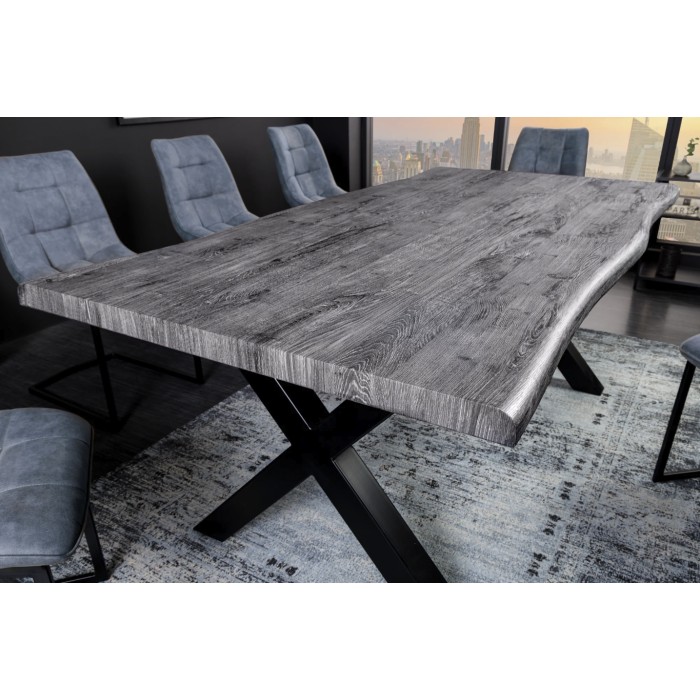 Table RIVET 160cm aspect bois gris vue de côté