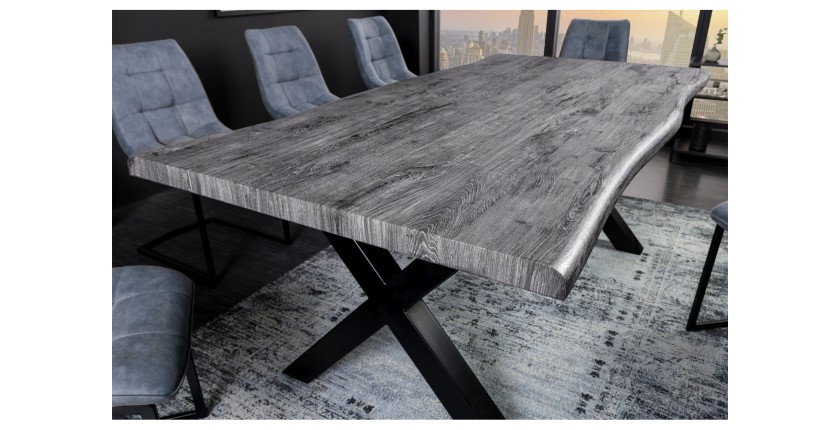 Table RIVET 160cm aspect bois gris vue de côté