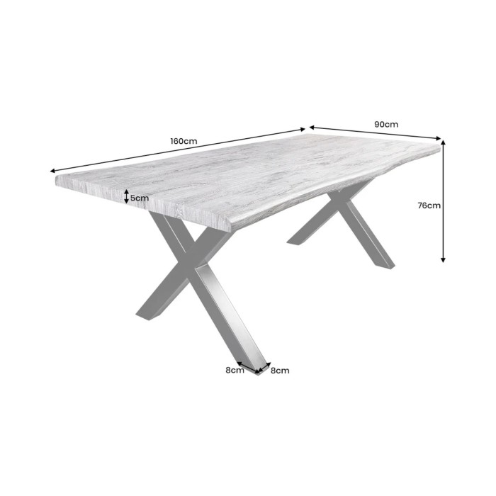 Table RIVET 160cm aspect bois gris dimensions