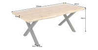 Table RIVET 160cm aspect bois clair dimensions