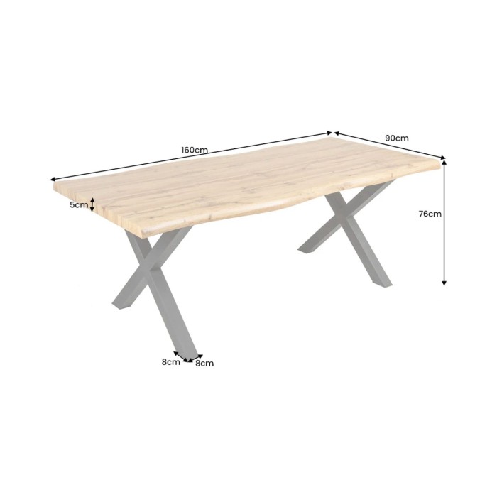 Table RIVET 160cm aspect bois clair dimensions