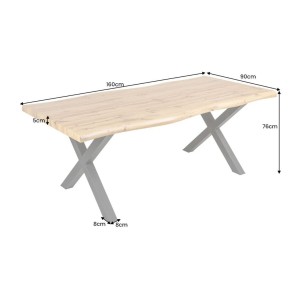 Table RIVET 160cm aspect bois clair dimensions