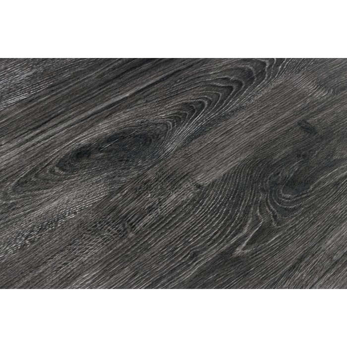 Zoom sur la matière du plateau de la table RIVET 180cm aspect bois gris