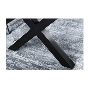 Zoom sur l'un des pieds en X de la table RIVET 180cm aspect bois gris