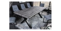 Table RIVET 180cm aspect bois gris mise en situation