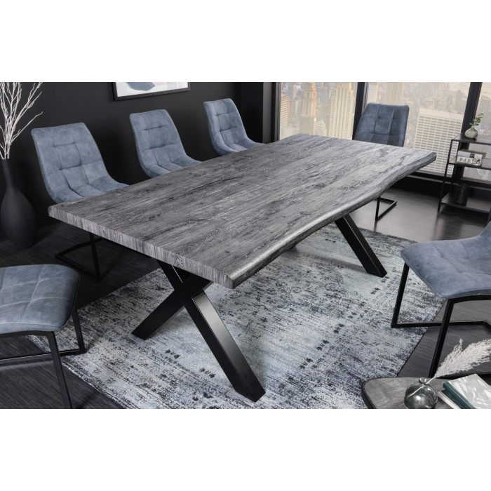 Table RIVET 180cm aspect bois gris mise en situation