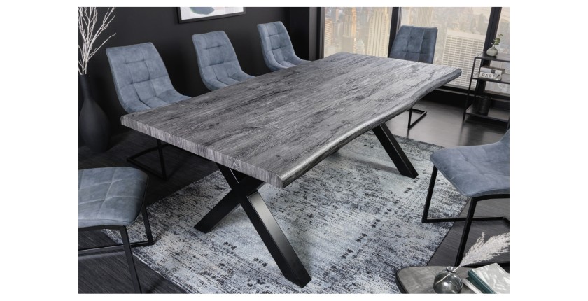 Table RIVET 180cm aspect bois gris mise en situation