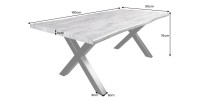 Table RIVET 180cm aspect bois gris dimensions
