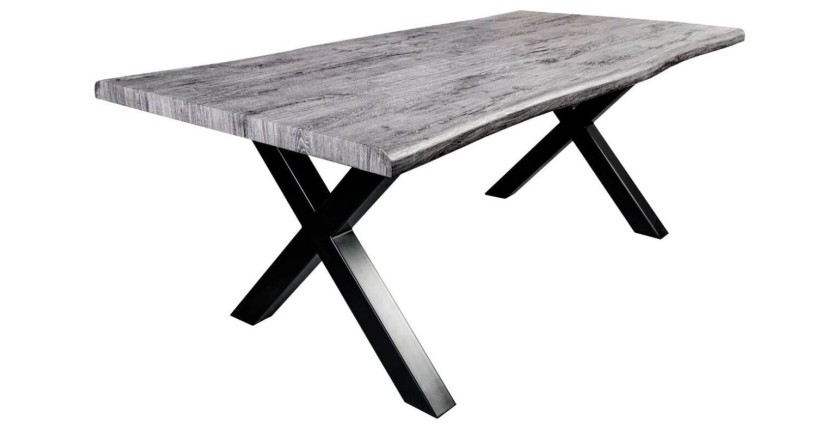 Table RIVET 180cm aspect bois gris