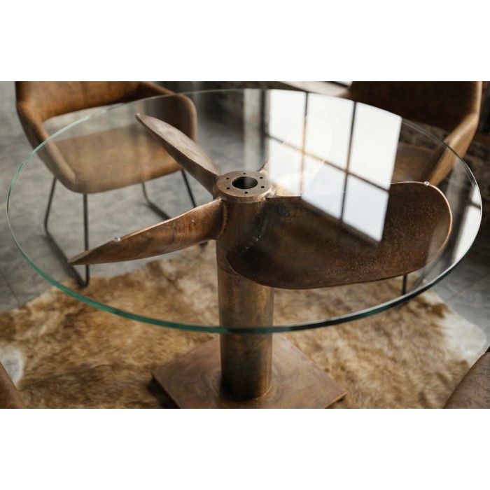 Table ALUMIA bronze vue rapprochée de haut