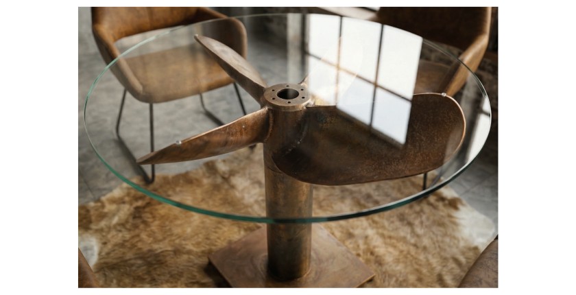 Table ALUMIA bronze vue rapprochée de haut