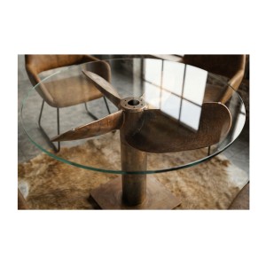 Table ALUMIA bronze vue rapprochée de haut
