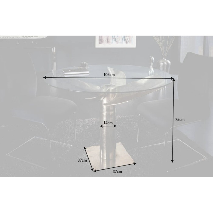 Table ALUMIA argentée dimensions
