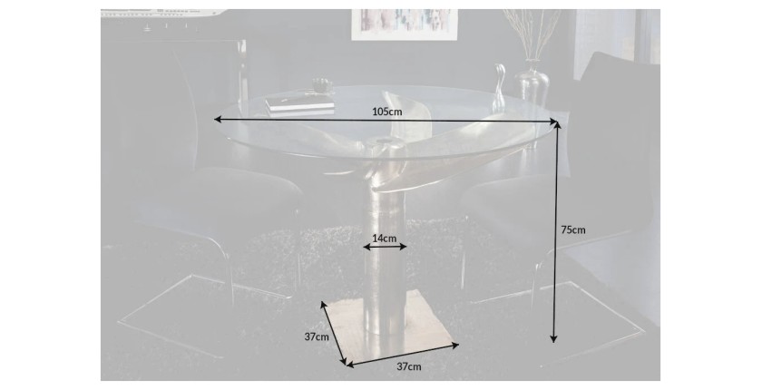 Table ALUMIA argentée dimensions